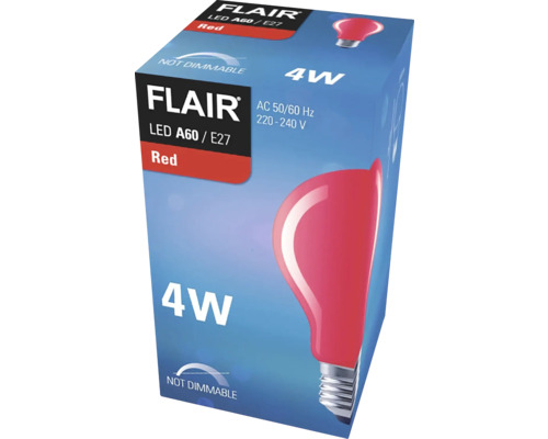 Förpackning för röd Flair LED-lampa A60 E27, 4 watt, ej dimbar
