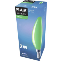 Flair LED-lampa C35 E14, ljuskälla i grönt, 2 watt