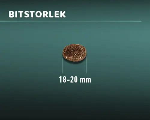 Illustration av pelletstorlek på 18 till 20 millimeter.