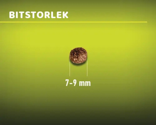 Hundfoderbit med en storlek på 7 till 9 millimeter