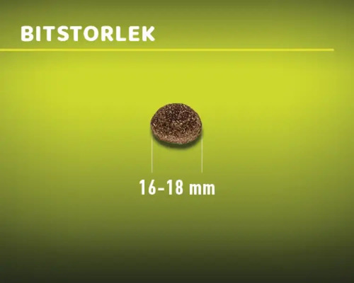 Pelletsstorlek 16 till 18 millimeter