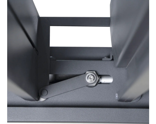 Detaljvy av justeringsmekanismen för ett lamelltak