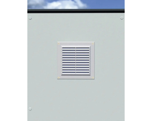 Fyrkantigt ventilationsgaller på en vägg