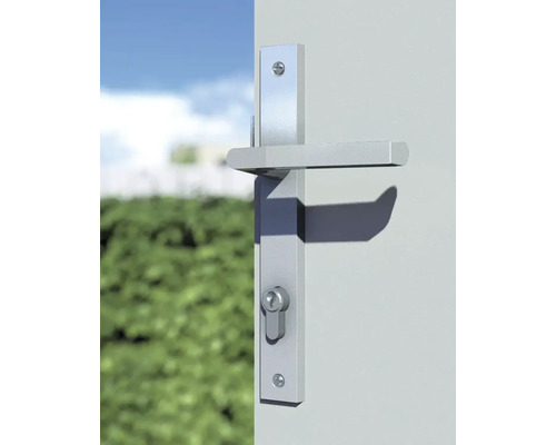 Dörrhandtag i metall med lås