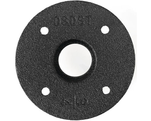 Svart rörfläns i smidesjärn med fyra hål