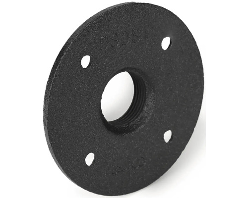 Svart rörplatta i smidesjärn med fyra fästhål