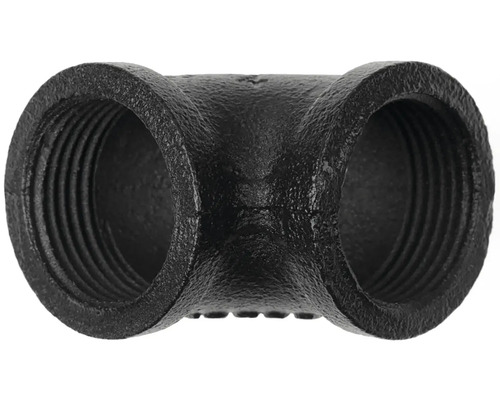 Svart tempergjutet T-stycke med invändig gänga för rörkopplingar