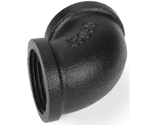 Svart rörkrök i smidesjärn med invändig gänga