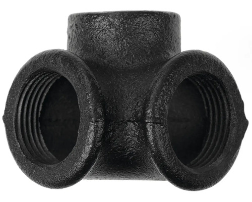 Svart formbart gjutjärn T-koppling med invändig gänga