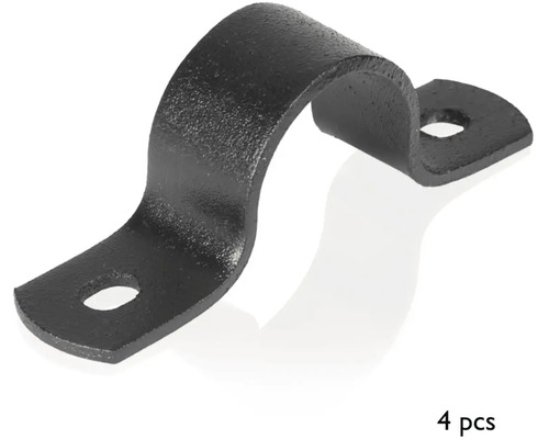 Fyra rörklammer i metall