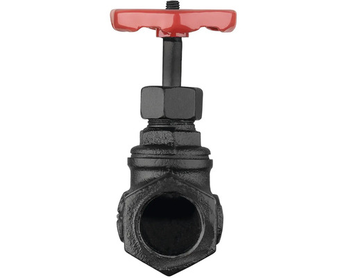 Slidventil med rött handhjul för flödeskontroll