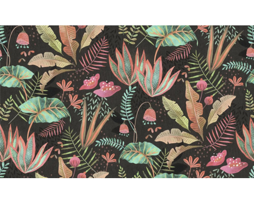 Mörk bakgrund med tropiska blad och växter