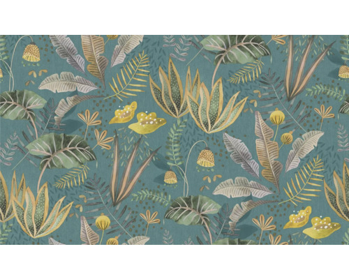 Tapet med tropiska blad och växtmönster