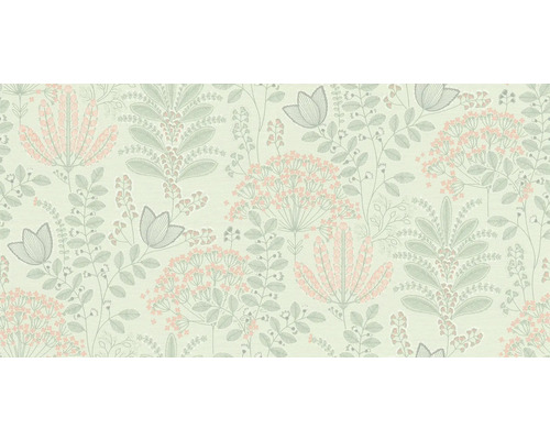 Tapet med blad- och blommönster