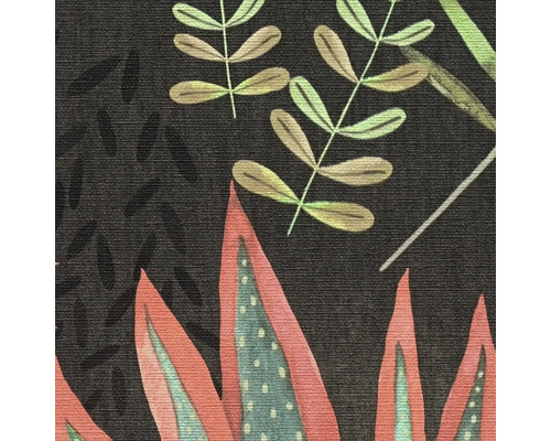 Närbild av ett textilmönster med blommiga motiv