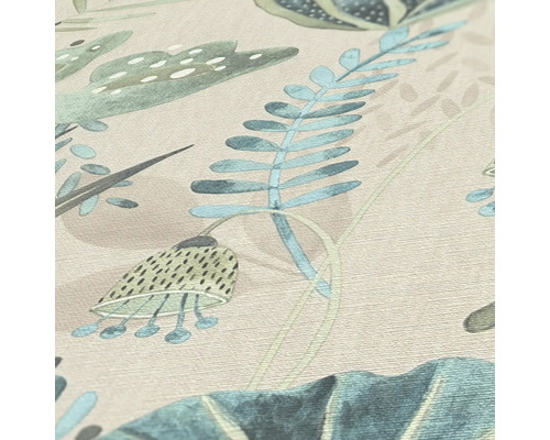 Närbild av tapet med växtmönster