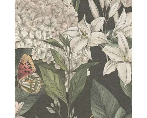 Tapet med blom- och fjärilsmönster