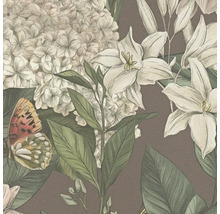 Tapet med blommönster och fjäril