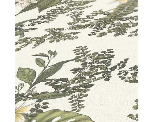 Närbild av en tapet med växtmönster