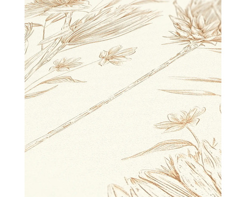 Närbild av ett tapetmönster med blomillustrationer.