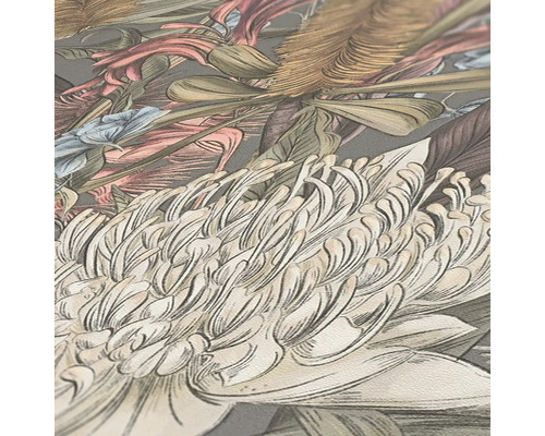 Närbild av en tapet med blommönster