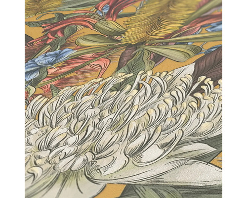 Närbild av en tapet med blommönster