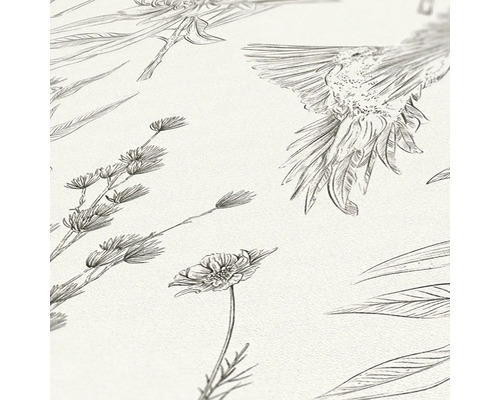 Tapet med blom- och fågelmotiv