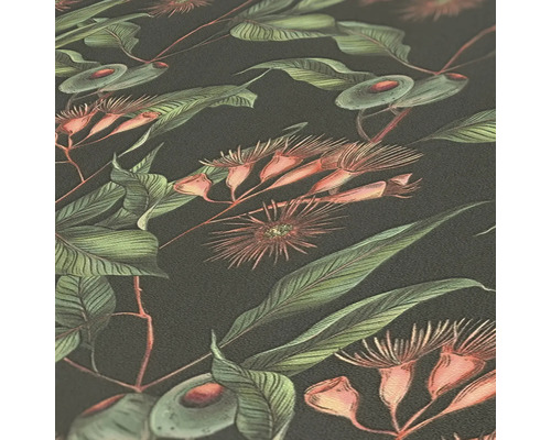 Tapet med botaniskt mönster av blad och blommor