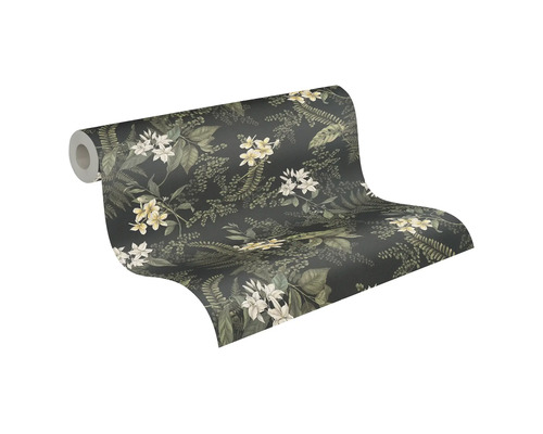 Tapetrulle med blom- och bladmönster