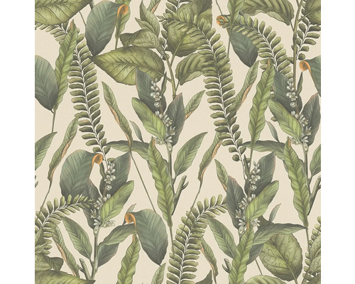 Tapet med tropiskt blad- och blommönster