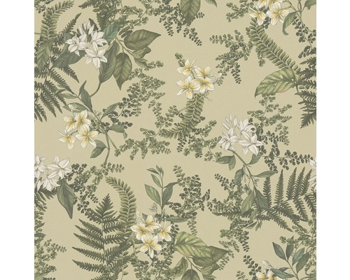 Tapet med ormbunks- och blomstermönster