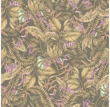 Tapet med blad- och blommönster