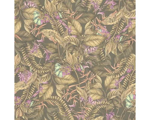 Tapet med blad- och blommönster