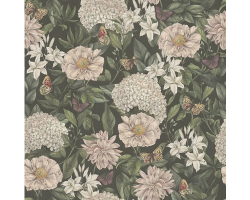 Tapet med blommönster och fjärilar