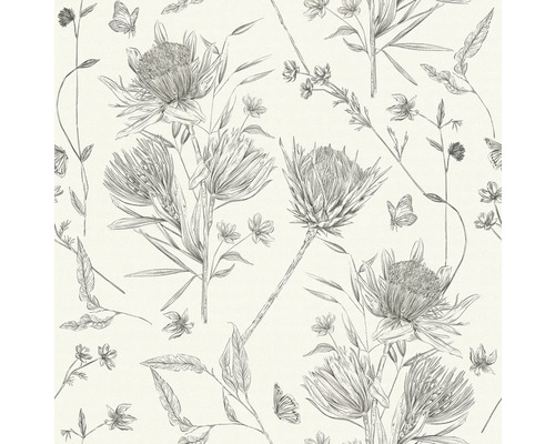 Tapet med blommor och fjärilar