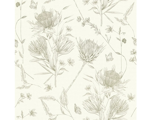 Tapet med blommor och fjärilar