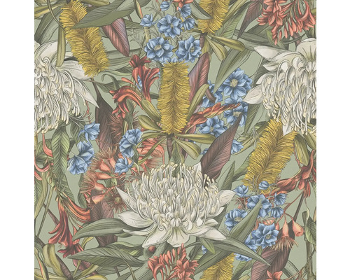 Tapet med blommönster av olika blommor och blad