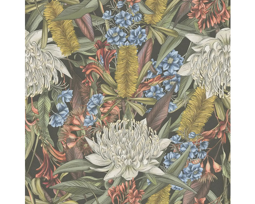 Tapet med blommönster av löv och blommor