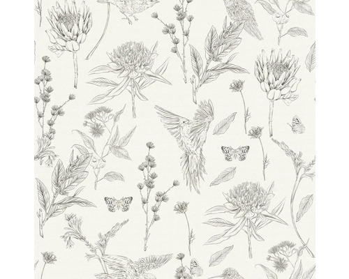 Tapet med fågel-, fjärils- och blomstermönster