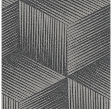 Närbild av en grå tapet med geometriskt linjemönster