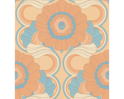 Tapet med blommönster i 1970-talsstil
