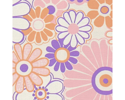 Blommig tapet med grafiskt mönster i retrostil