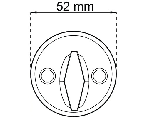 Rosett för innerdörrslås med en storlek på 52 millimeter.