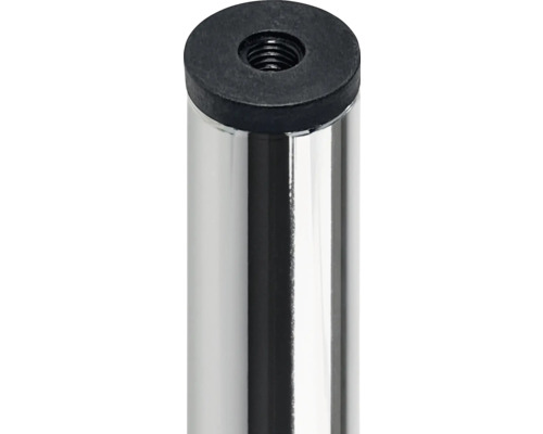 Detaljvy av ett möbelben av metall med gänga