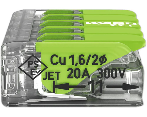 Wago 221 anslutningsklämma för kopparledare