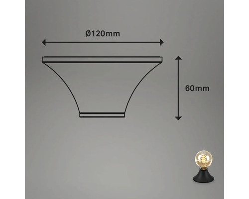 Diagram över en lampa med måtten 120 mm i diameter och 60 mm i höjd
