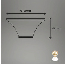 Teknisk ritning av en lampa med måtten 120 mm diameter och 60 mm höjd.