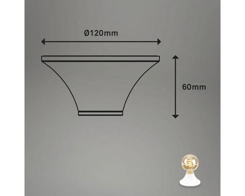 Teknisk ritning av en lampa med måtten 120 mm diameter och 60 mm höjd.