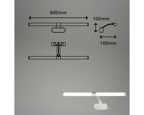 Teknisk ritning av en spegellampa med mått