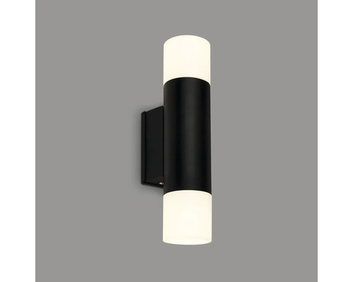 Svart utomhusvägglampa med två ljuspunkter